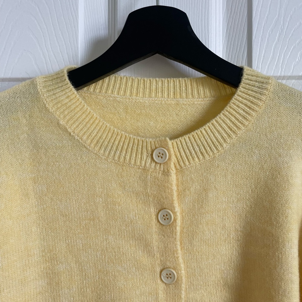 Yellow Button-Up Women's Sweater - Picture 2 of 3
